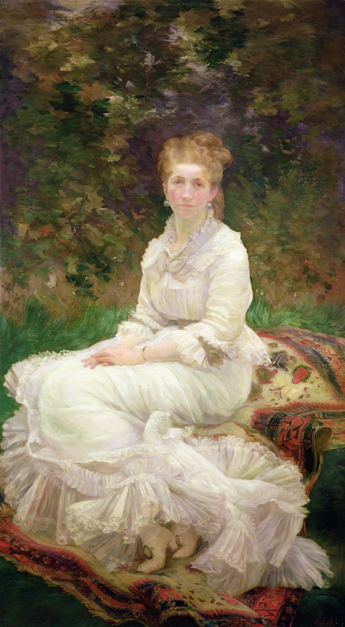 Žena v bílém, kolem roku 1880 od Marie Bracquemond