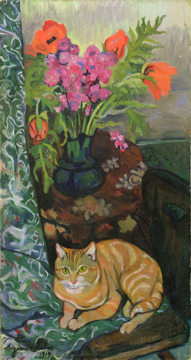 Kytice a kočka, 1919 od Marie Clementine (Suzanne) Valadon