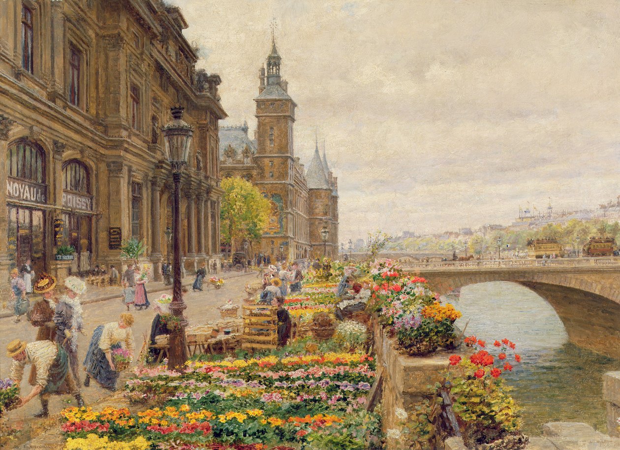 Pařížský květinový trh od Marie Francois Firmin Girard