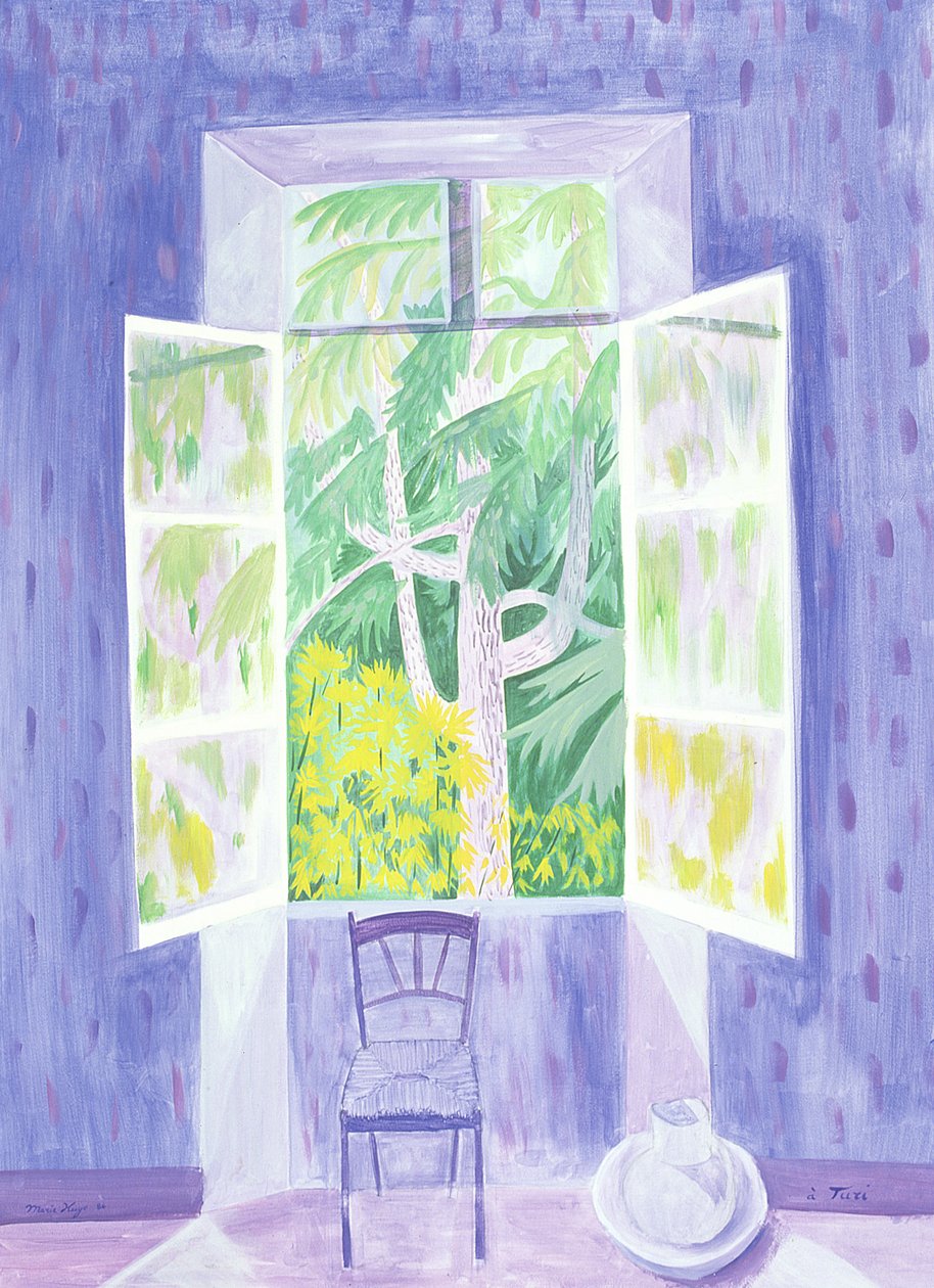 Cedars Through the Window, 1987 (akryl na papíře) od Marie Hugo