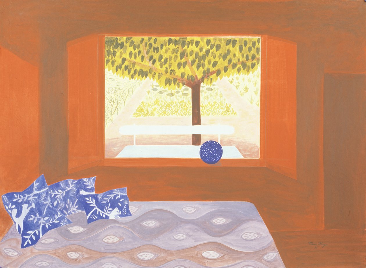 The Studio Window, 1987 (akryl na palubě) od Marie Hugo