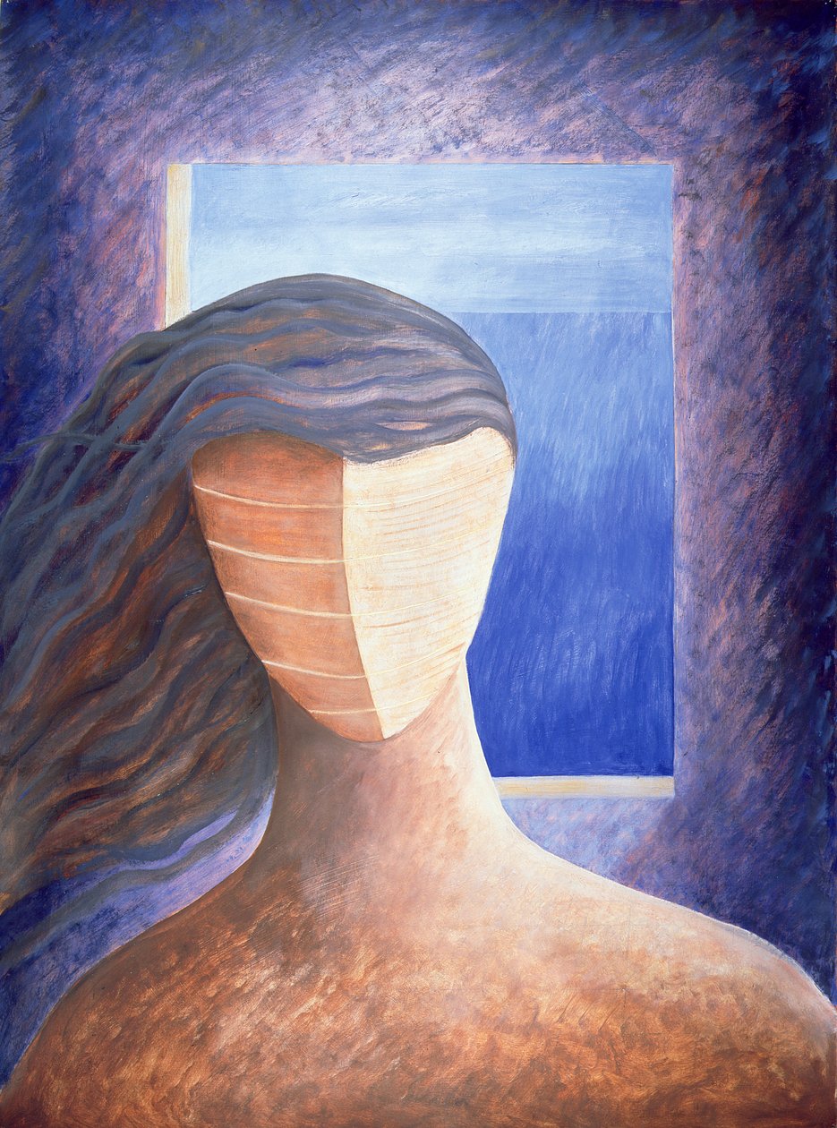 Zoe a la Fenetre, 1994 (olej na papíře) od Marie Hugo
