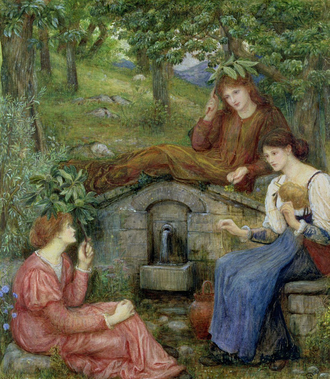U čisté studny s malým polem, 1883 (wc und kvaš na papíře) od Marie Spartali Stillman