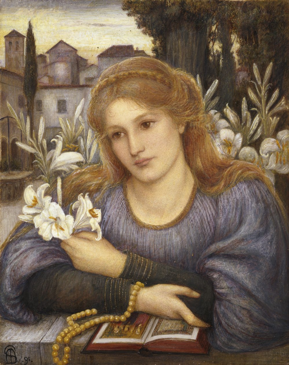 Klášter Lilie, 1891 (akvarel na papíře) od Marie Spartali Stillman