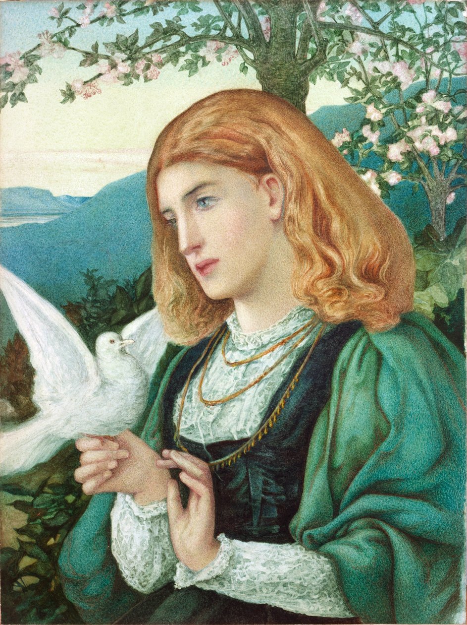 Postava dívky (akvarel a tužka na papíře) od Marie Spartali Stillman