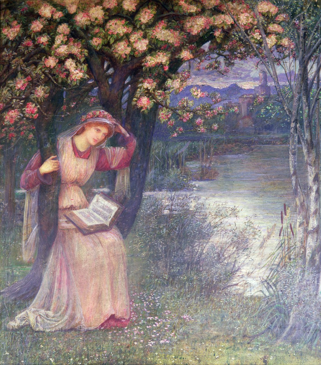 Žena čtoucí v zahradě od Marie Spartali Stillman