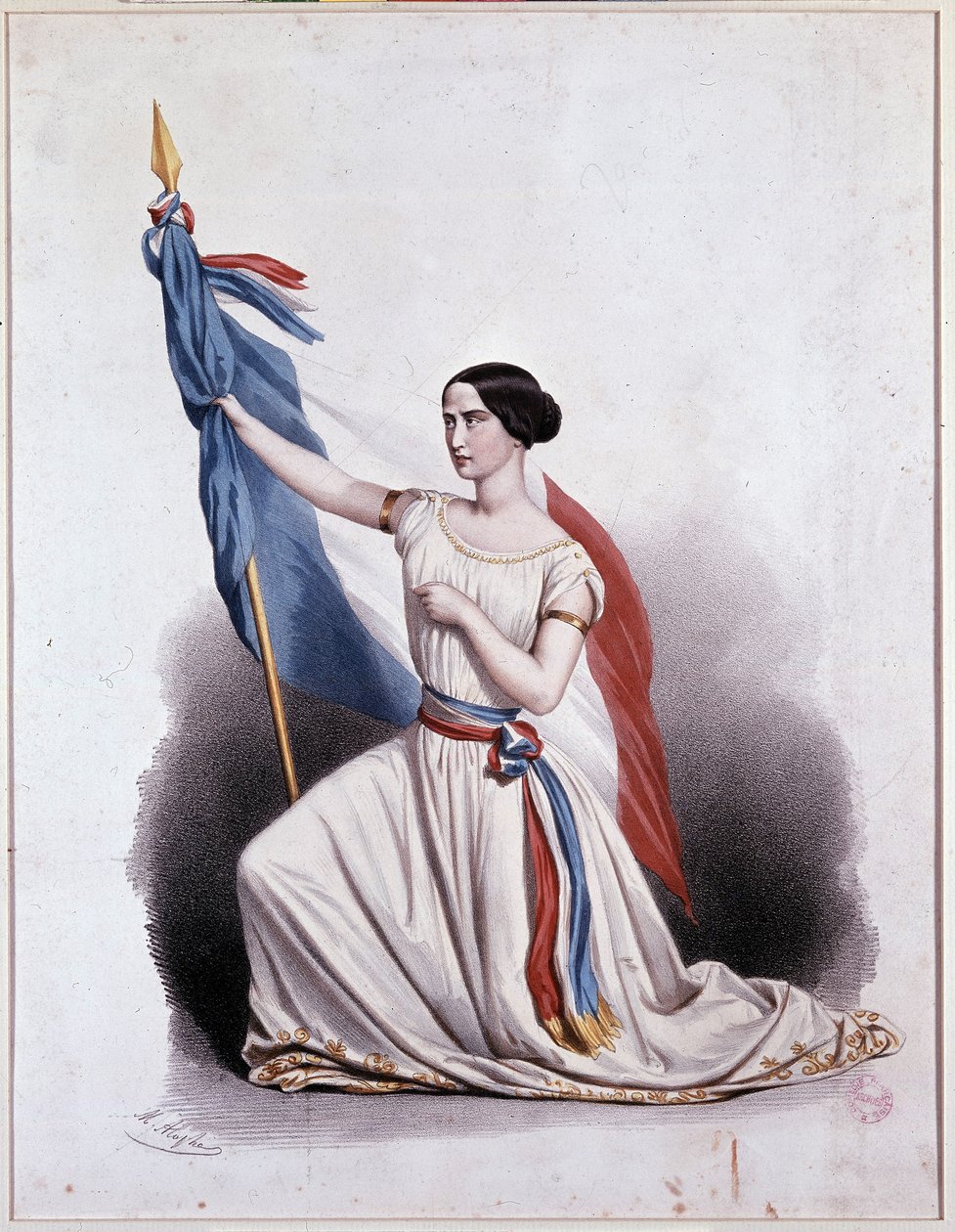 La Marseillaise odtajněna Rachel v Comédie Française - litografie Alophe od Marie Alexandre Alophe