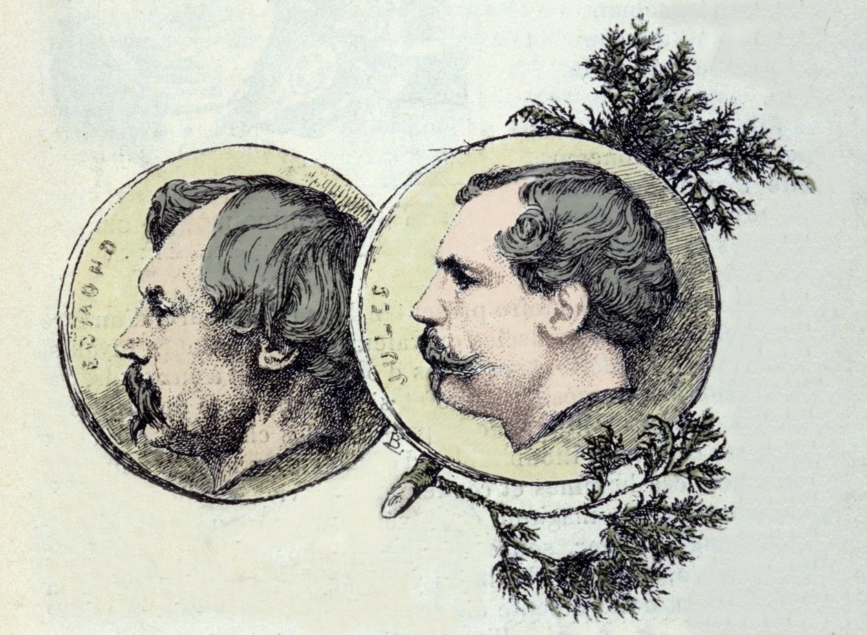 Portrét Edmonda Goncourta (1822-1896) a Julese Goncourta (1830-1870), bratrů spisovatelů. Lept od Marie Bacquemondové (1841-1916) od Marie Bracquemond