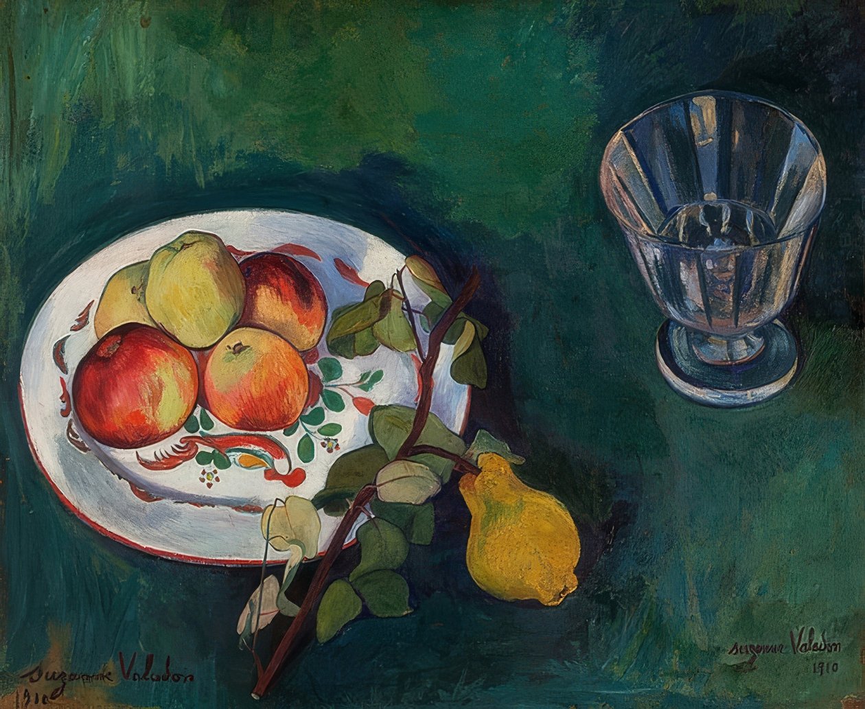 Zátiší s ovocem a sklem. 1910 od Marie Clementine (Suzanne) Valadon