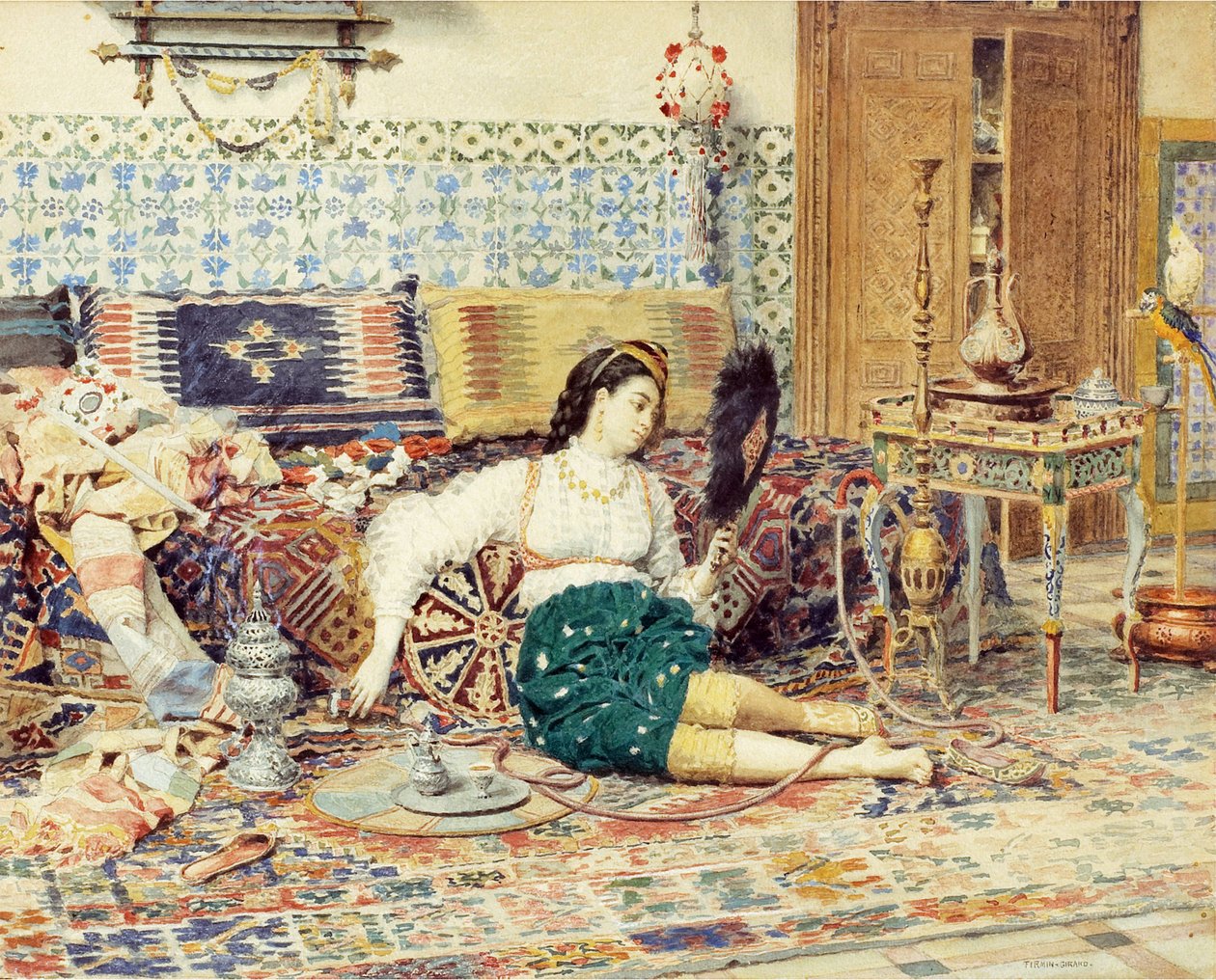 Krásný orientál od Firmin-Girard (Firmin Girard), Francois Marie (1838-1921), - Akvarel na papíře, 38x47 - Soukromá sbírka od Marie Francois Firmin Girard