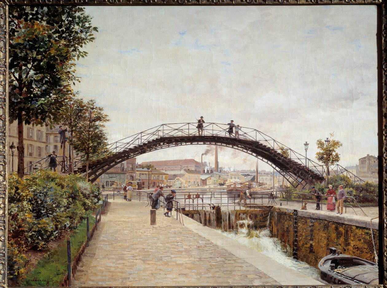 Kanál svatý Martin v Paříži Obraz Firmin Girard (1838-1921) 19. století Sun. 05x0,65 m Paříž, Carnavalet Museum od Marie Francois Firmin Girard