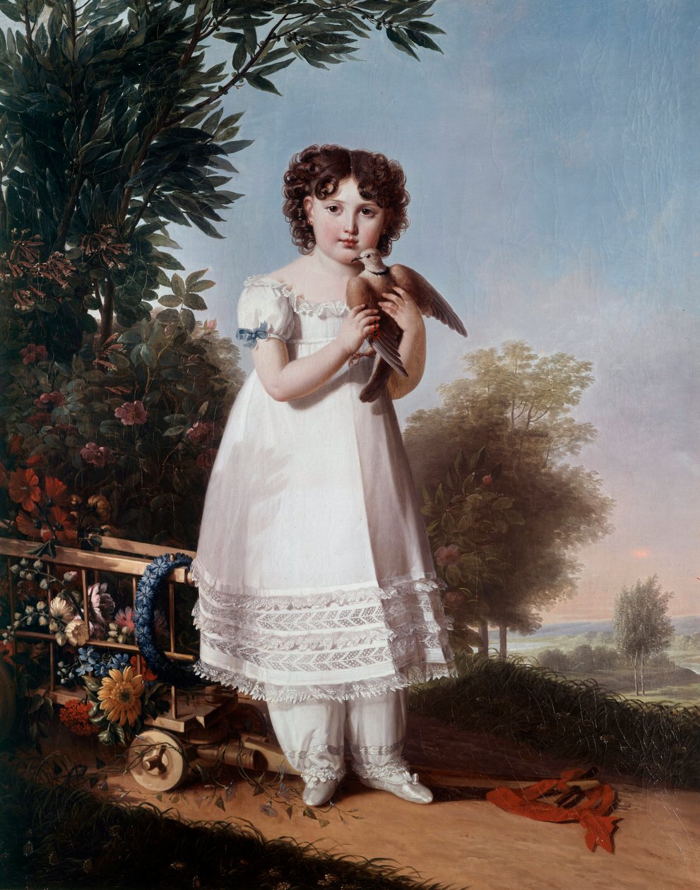 Portrét v nohách Napoleone Elisy Bacciochi, princezny z Piombina (dcery Elisy Bonaparte a prince Felixe Bacciochiho) (budoucí hraběnka Camerata) (1806-1869) Obraz Marie Guilhelmine Benoist (1768-1826) 1810 Sun. 1,46x1,14m od Marie Guilhelmine Benoist
