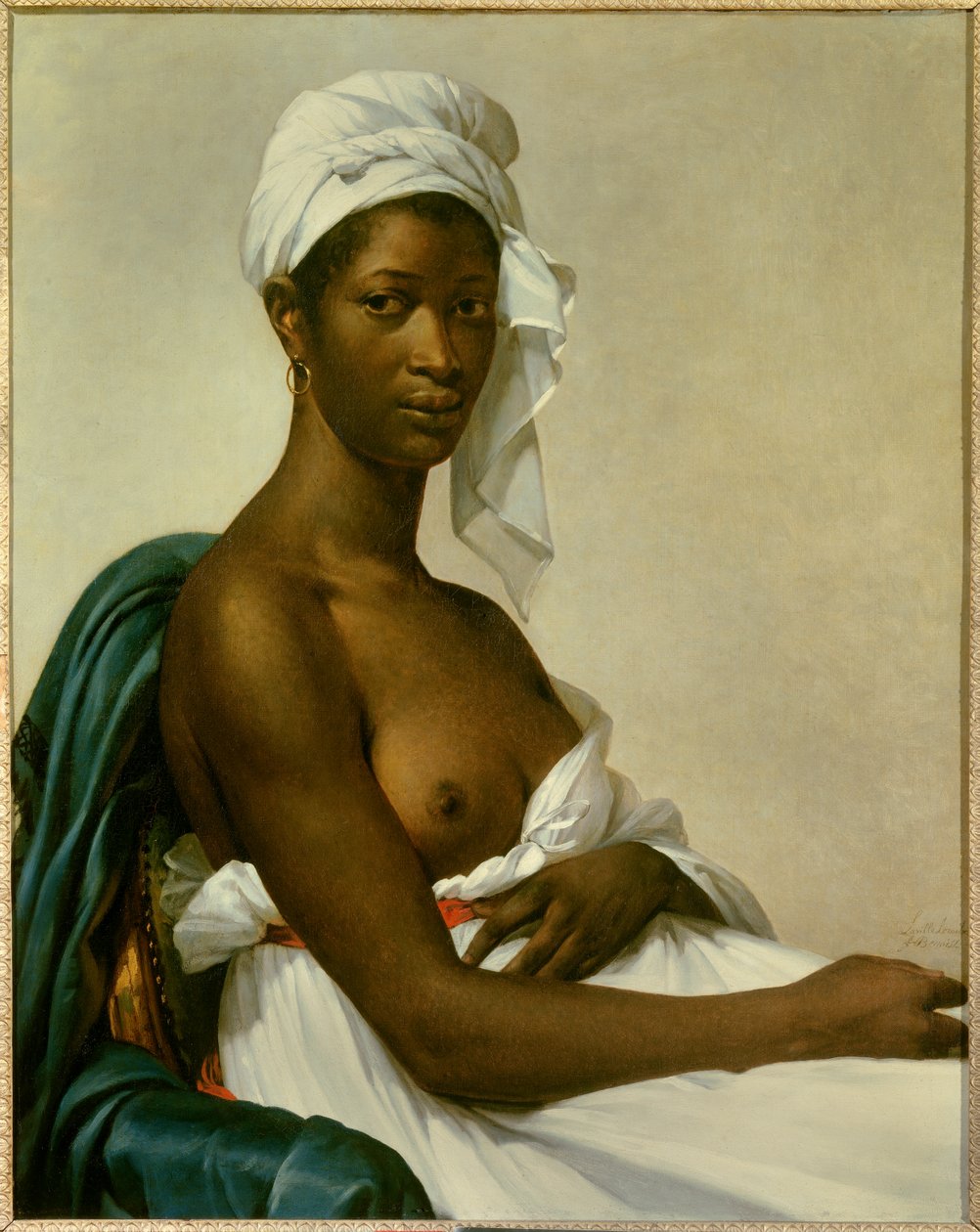 Portrét Negress Černá žena s hrudníkem uhodl. Obraz Marie-Guillemine Benoist, rozené Marie Guillemine de Laville-Leroux (1768-1826) 1800 Sun. 0,81x0,65 m - Portrét negresa - Obraz Marie Guillemine Benoist (1768-1826), olej na plátně ( od Marie Guilhelmine Benoist