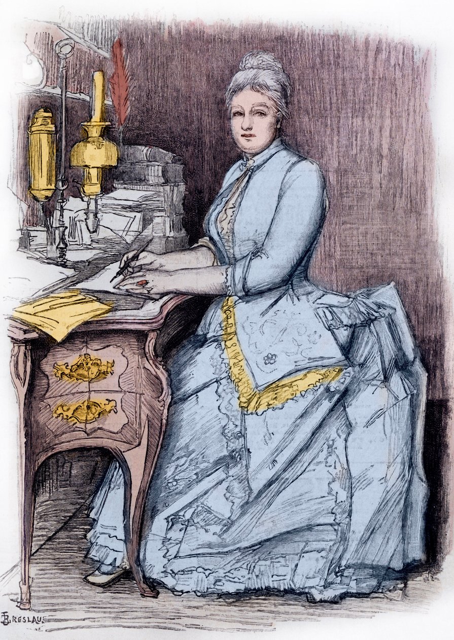 Juliette Lamber (Mme Edmond Adam) (1836-1936), žena s francouzským písmem - rytina Louise Catherine Breslau (1856-1927) soukromá sbírka od Marie Louise Catherine Breslau