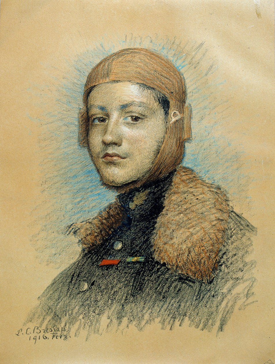 Portrét Georgese Guynemera (1894-1917), francouzského válečného pilota. Kresba února 1916. Kresba Marie Louise Catherine Breslau (1856-1928) ec.suis. od Marie Louise Catherine Breslau