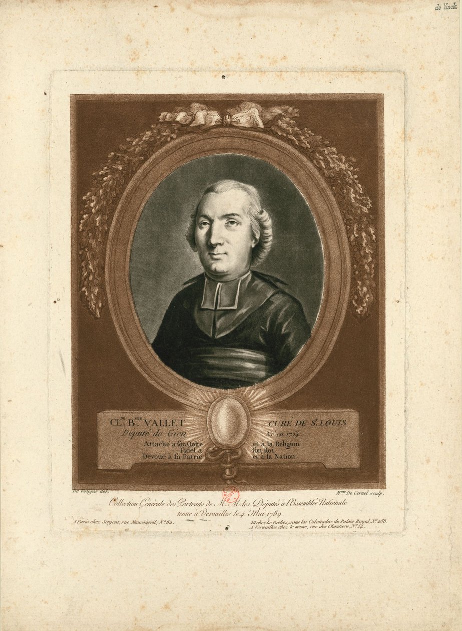 Portrét Claude-Benjamin Vallet 1754-1826, 1789. od Marie Louise Suzanne Champion de Cernel