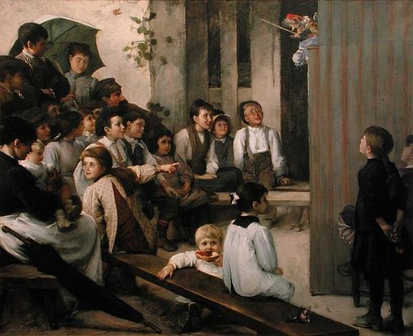 Guignol ve vesnici (olej na plátně) od Marie Mrs Dujardin Beaumetz Petiet