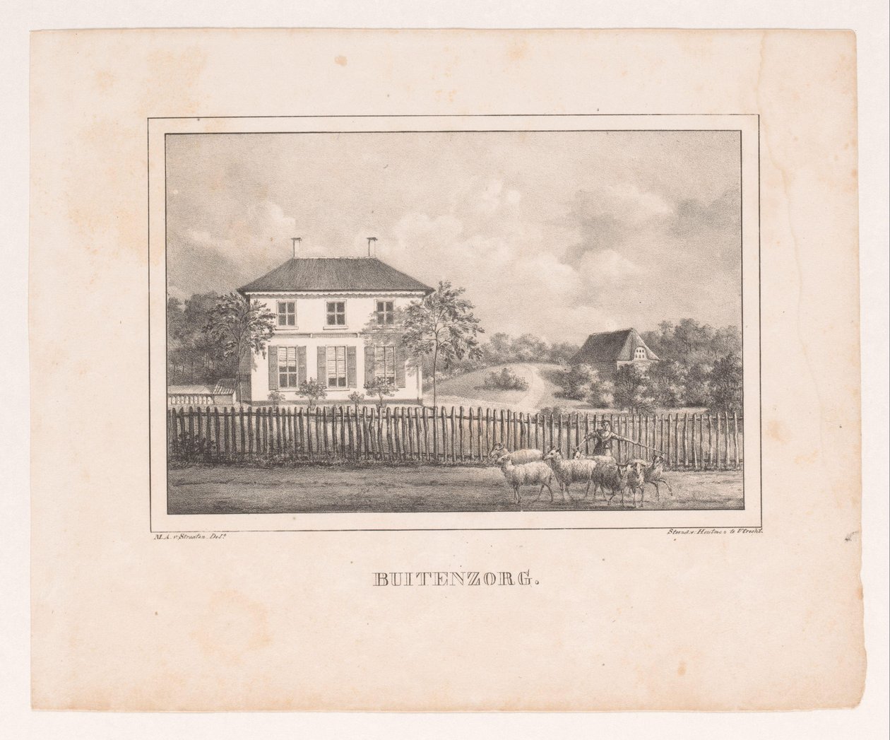 Pohled na Huis Buitenzorg Buitenzorg (název na objektu) od Marinus Adrianus van Straten