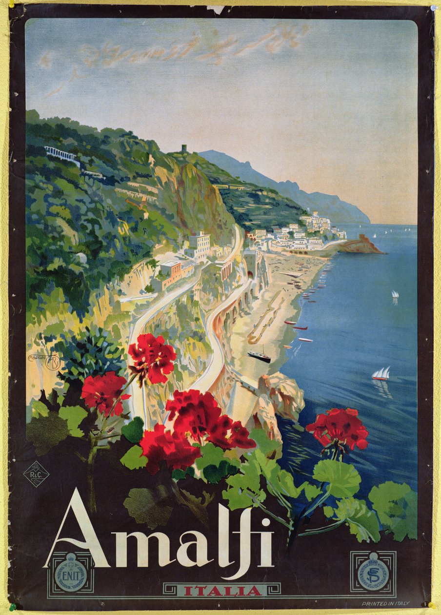 Plakát propagující pobřeží Amalfi od Mario Borgoni
