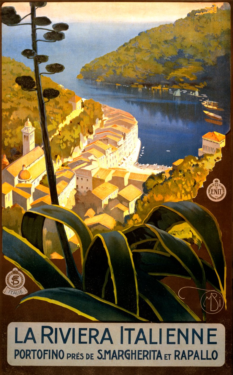 Cestovní plakát Italské riviéry, kolem roku 1920 (litho) od Mario Borgoni