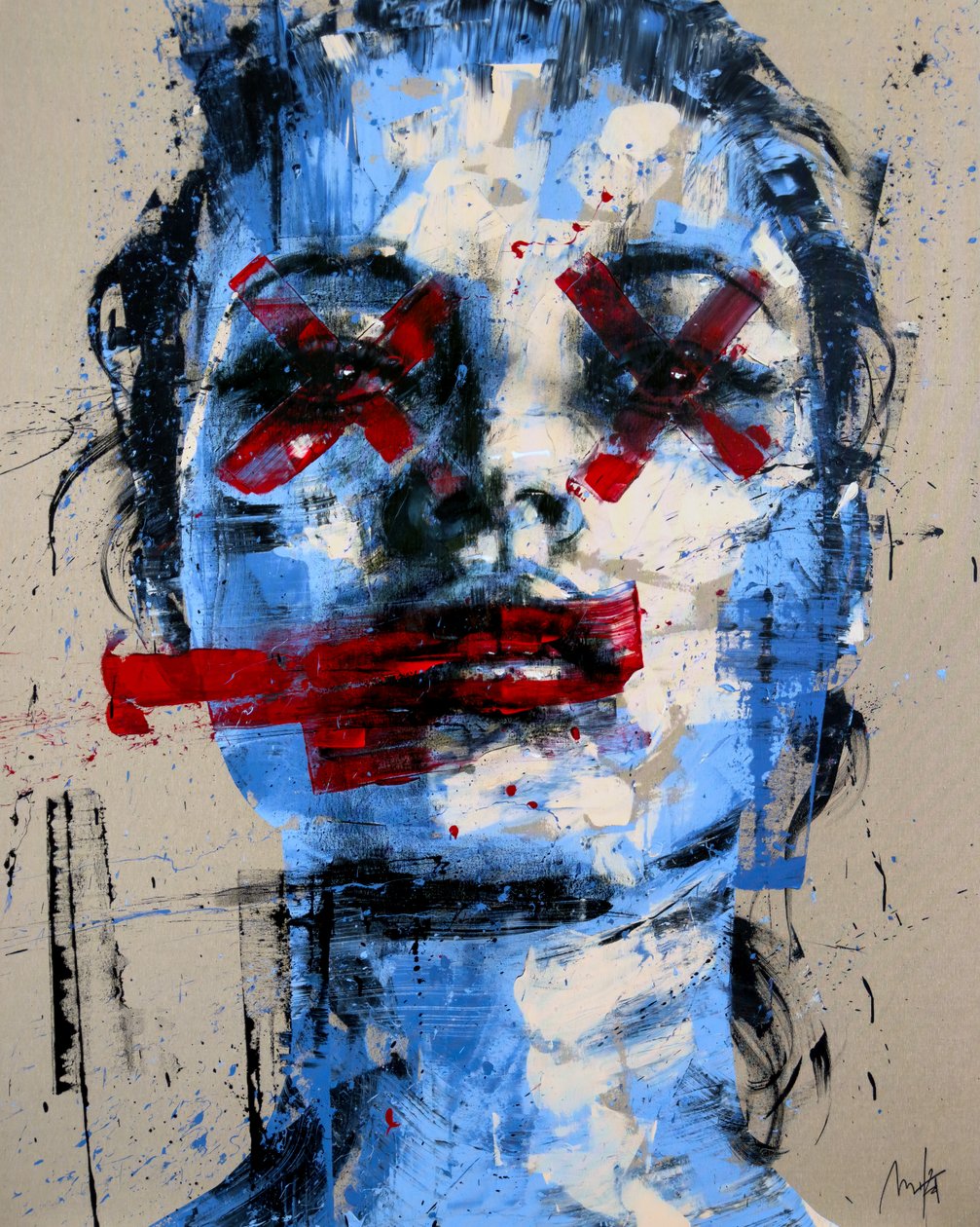 Blue Red Kate, 2024 (akryl a olej na obráceném plátně) od Mario Henrique
