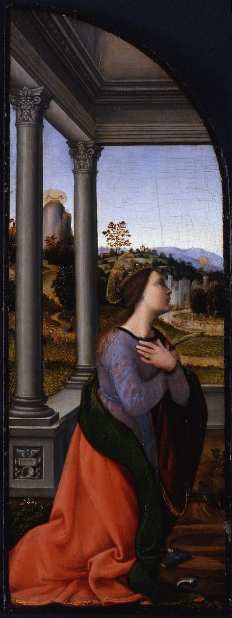 Triptych, levá deska: Svatá Kateřina Alexandrijská, 1500 od Mariotto Albertinelli