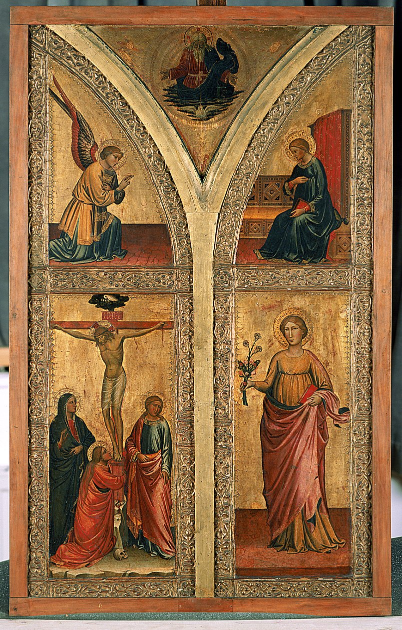 Oltářní křídlo s vyobrazením Ukřižování, sv. Doroty a dalších světců, kolem 1420 (tempera na topolovém dřevě) od Mariotto di Nardo