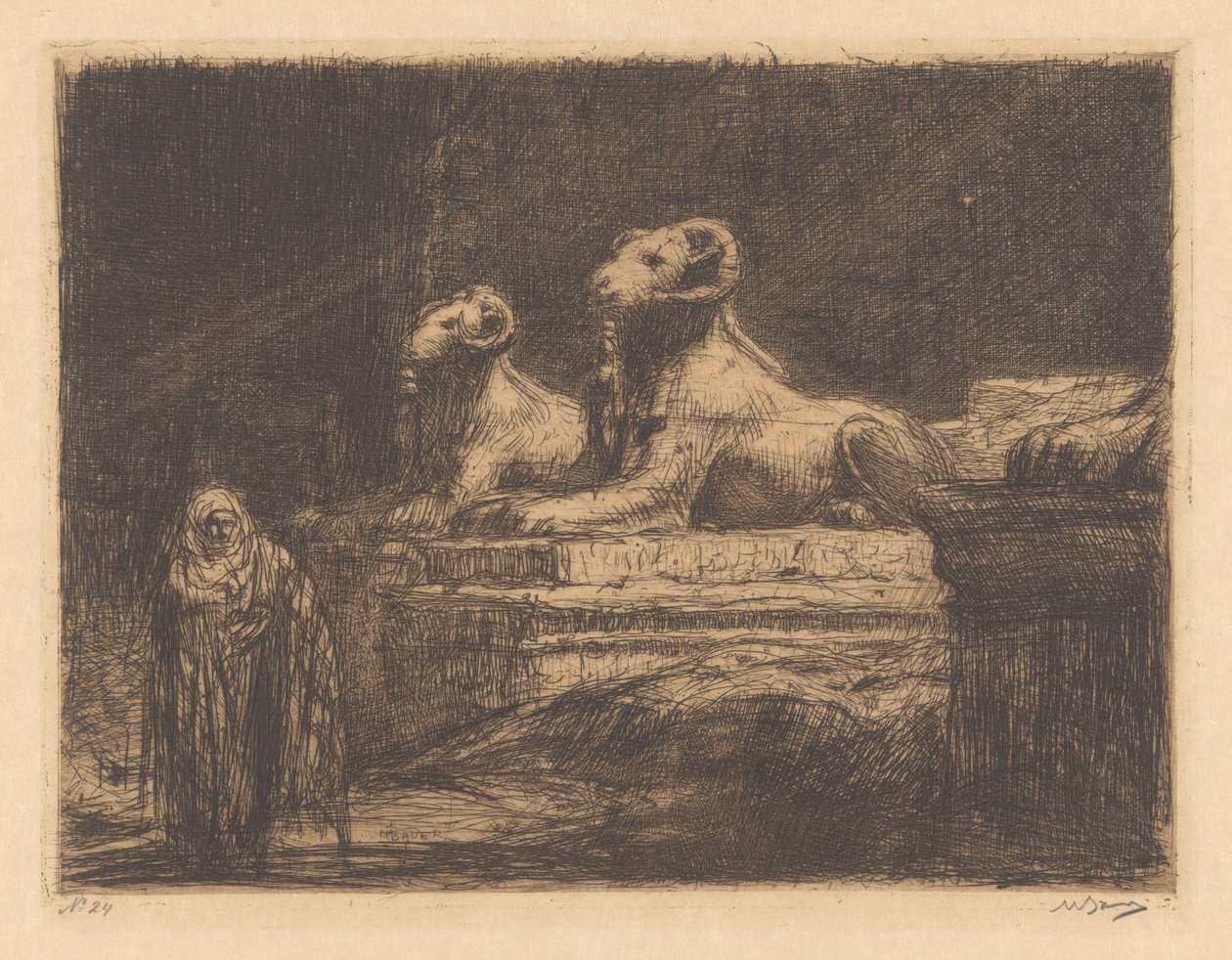 Egyptské chrámové stráže od Marius Bauer (signed by artist)