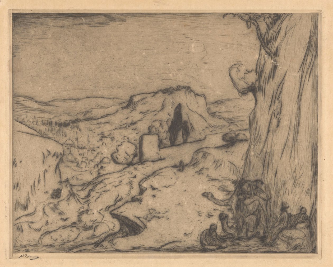 Pohled na orientální město v údolí od Marius Bauer (signed by artist)