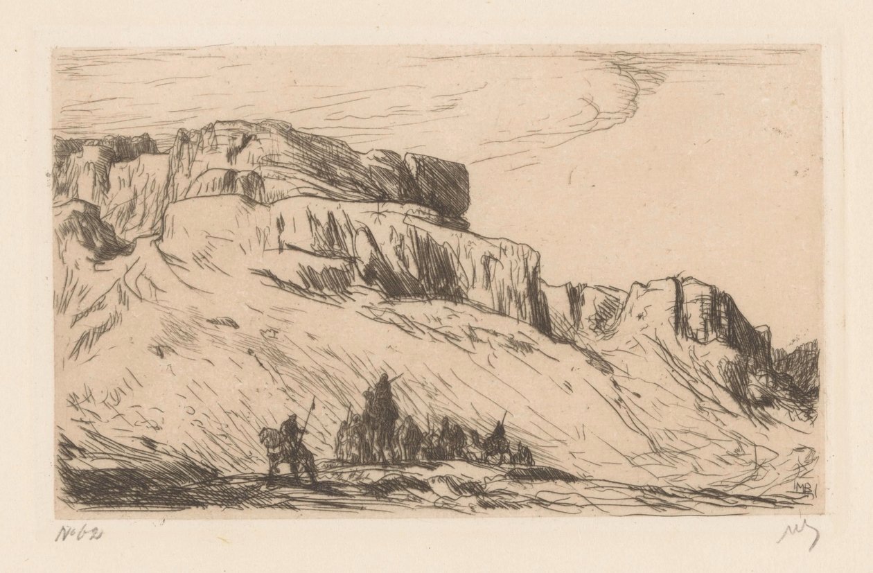 Karavana s velbloudy v pouštní krajině od Marius Bauer (signed by artist)