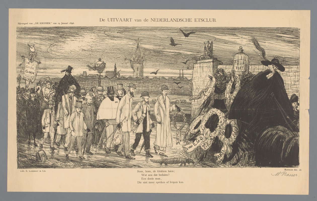 Pohřeb holandského klubu leptáků (název na předmětu) od Marius Bauer