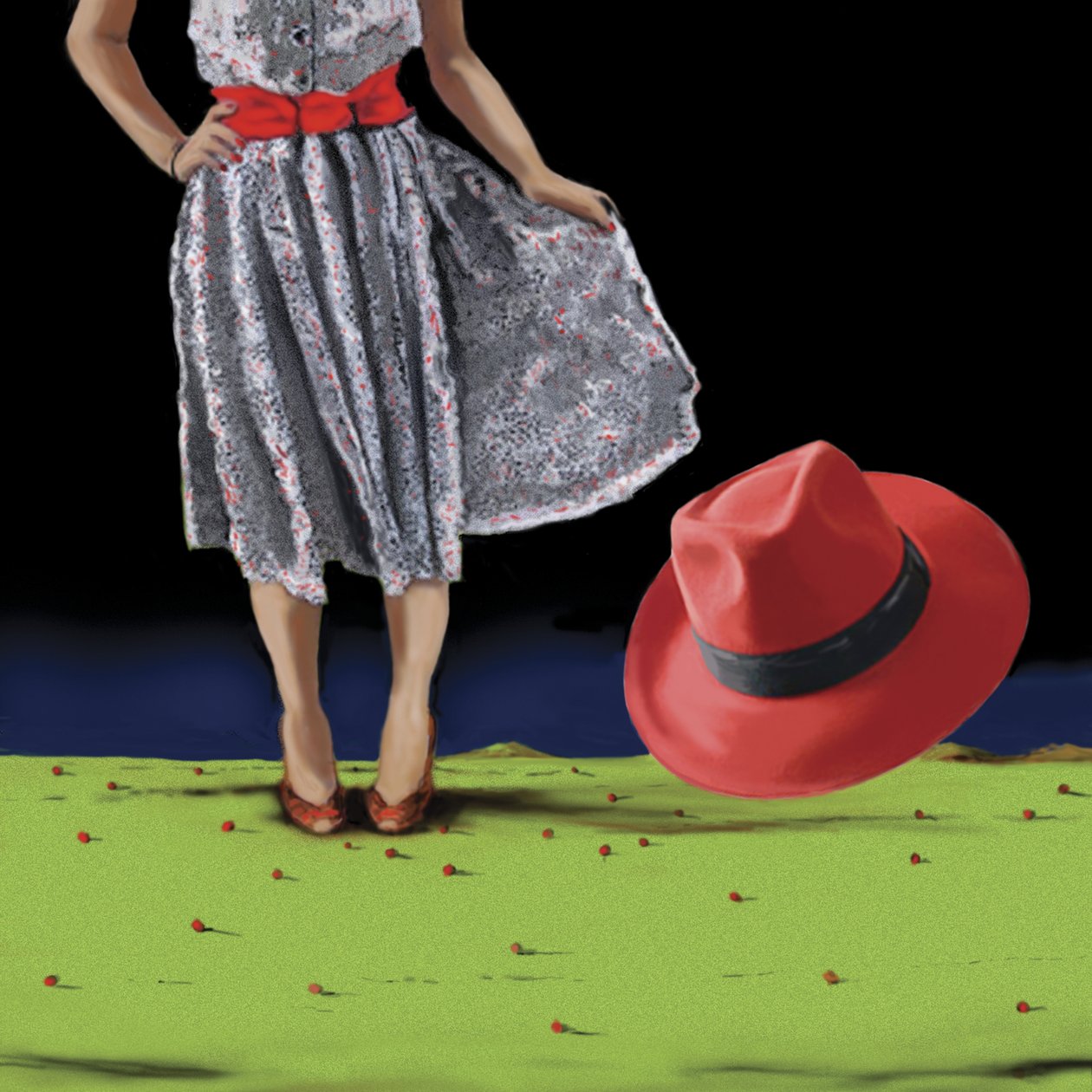 The Red Hat, 2008 (akryl na plátně) od Marjorie Weiss