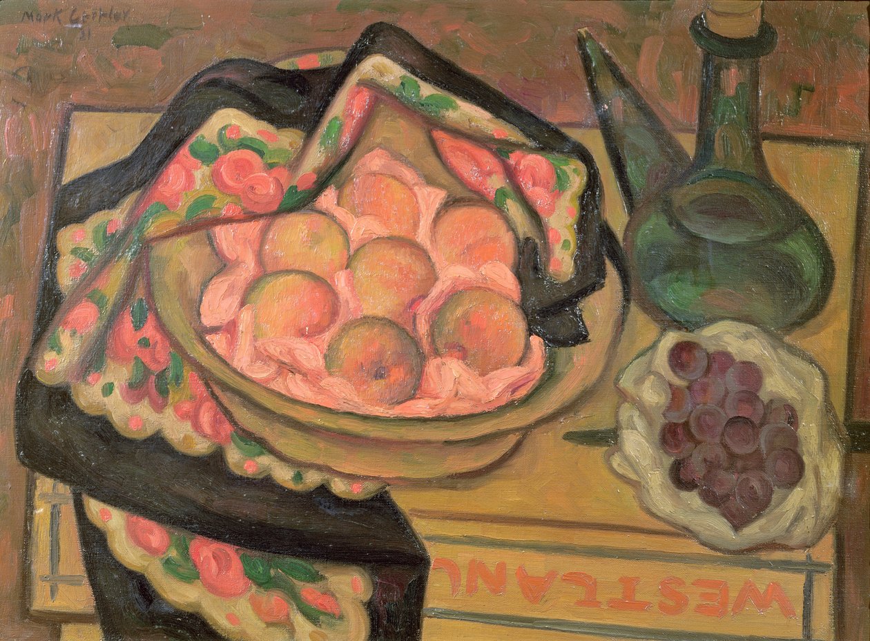 Broskve a zelená láhev, 1931 od Mark Gertler