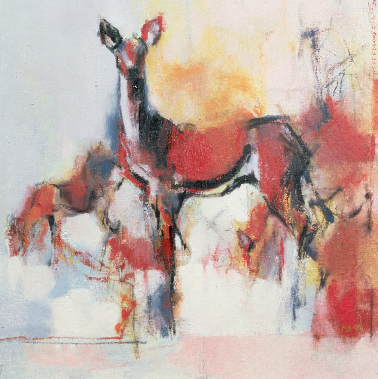 Hinds v zimě, 1995 od Mark Adlington