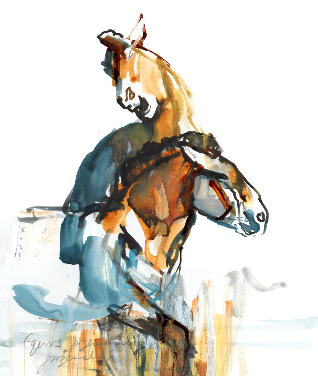 Paleolit (Przewalski), 2013 (senelierská tuš, akvarel a kvaš) od Mark Adlington