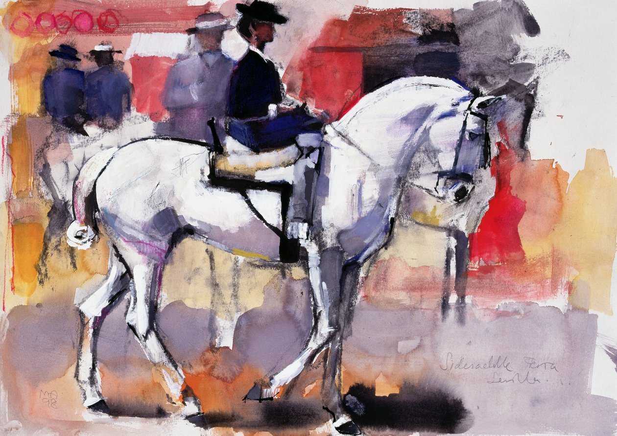 Postranní sedlo na Feria de Sevilla, 1998 (kombinovaná média na papíře) od Mark Adlington