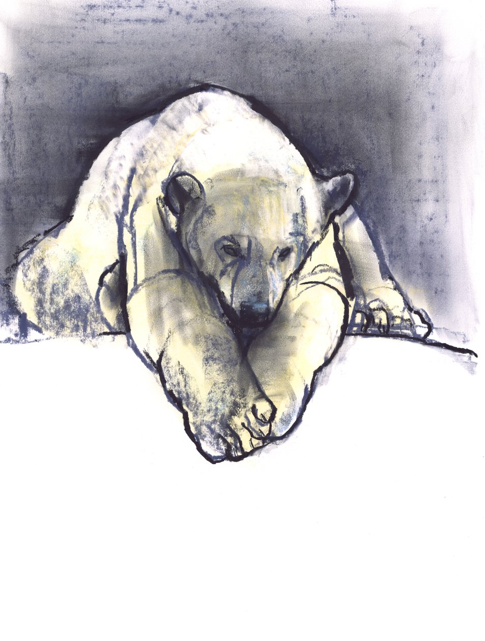 Sněhové břehy. 2016 (kontura a pastel na papíře) od Mark Adlington