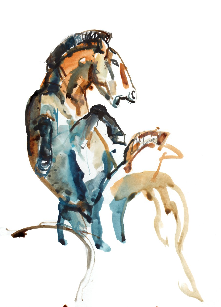 Duch (Przewalski), 2013 (senelierská tuš, kvaš a akvarel) od Mark Adlington