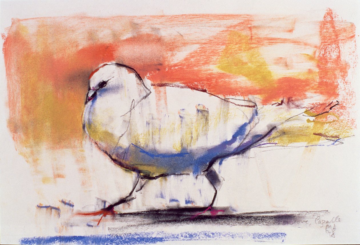 Walking Dove, Trasierra, 1998 (conte a dřevěné uhlí na papíře) od Mark Adlington