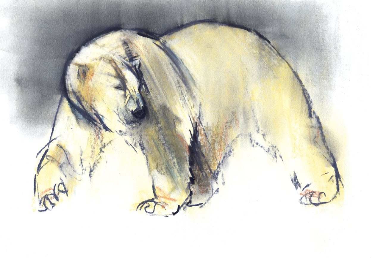 Žlutý duch, 2016, (conté a pastel na papíře) od Mark Adlington