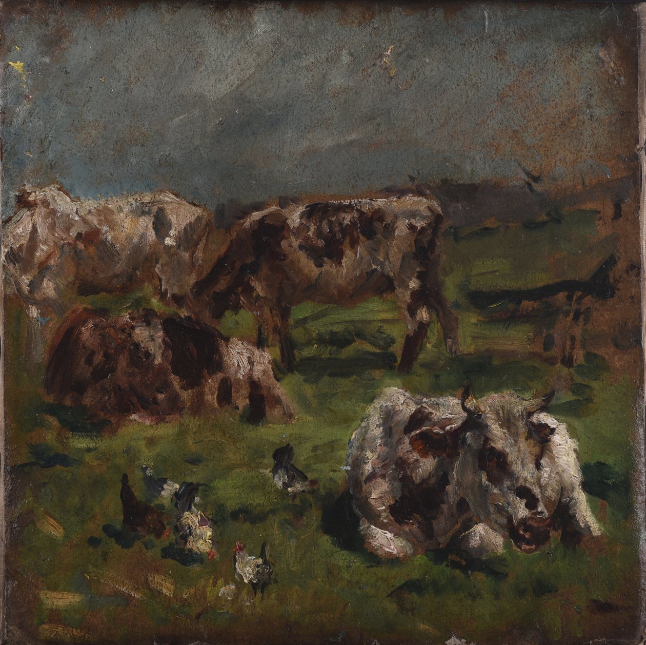 Krávy a kuřata, kolem roku 1880 od Mark Fisher