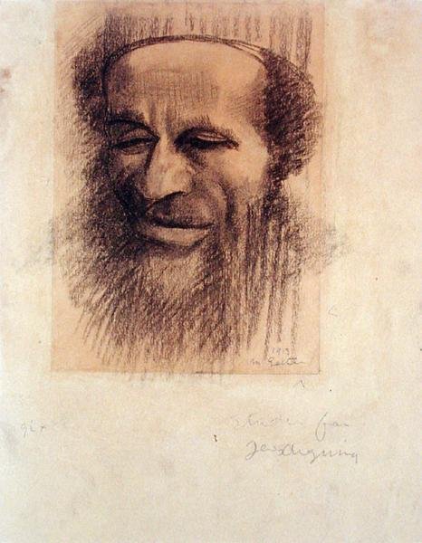 Hlava rabína, kolem roku 1910 (křída na křídovém papíře) od Mark Gertler