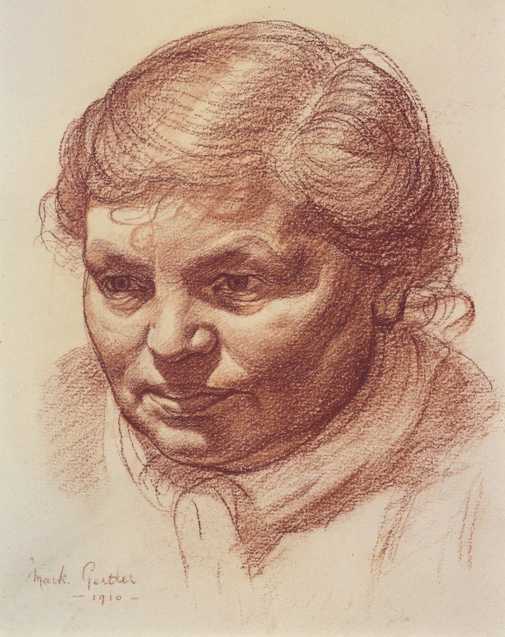 Hlava umělcovy matky, 1910 (sangvinik na papíře) od Mark Gertler