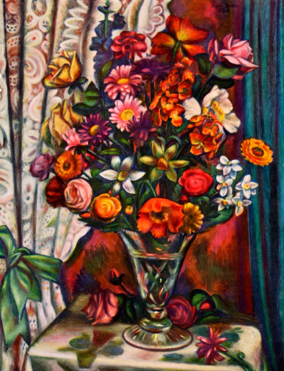Zátiší květin ve stříbrné váze, 1930. od Mark Gertler