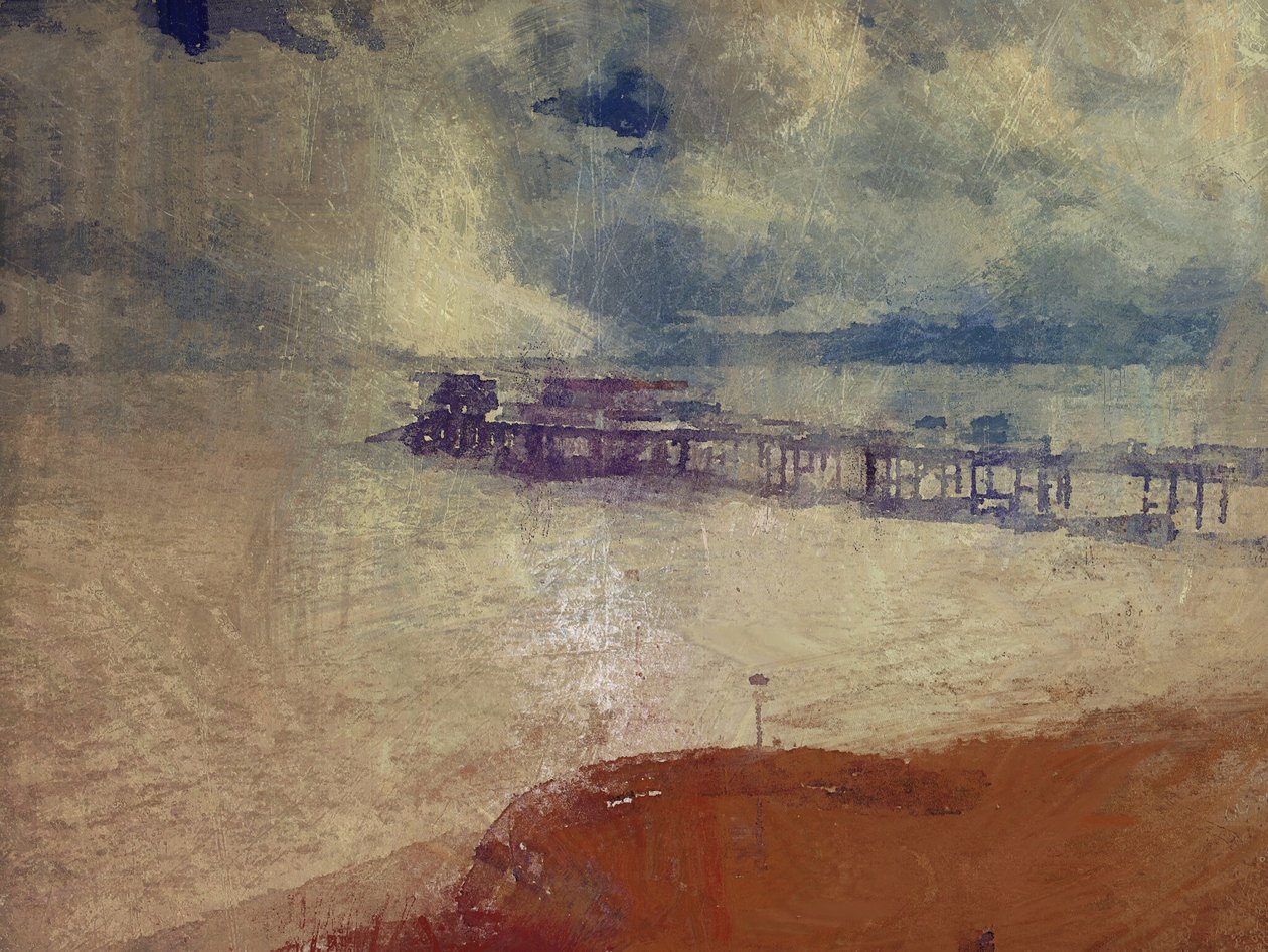 Stříbrná mořská krajina - Cromer Pier, Norfolk (kombinovaná technika) od Mark Gordon
