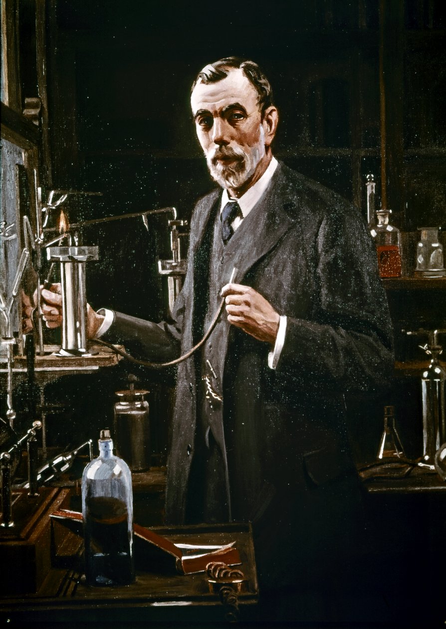 Sir William Ramsay ve své laboratoři od Mark Richard Milbanke