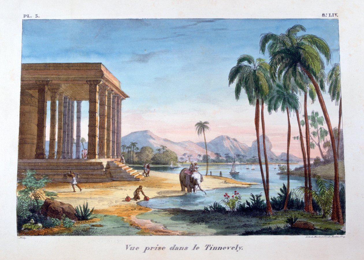 Pohled na Tinnevelly, Indie, 1828 od Marlet et Cie