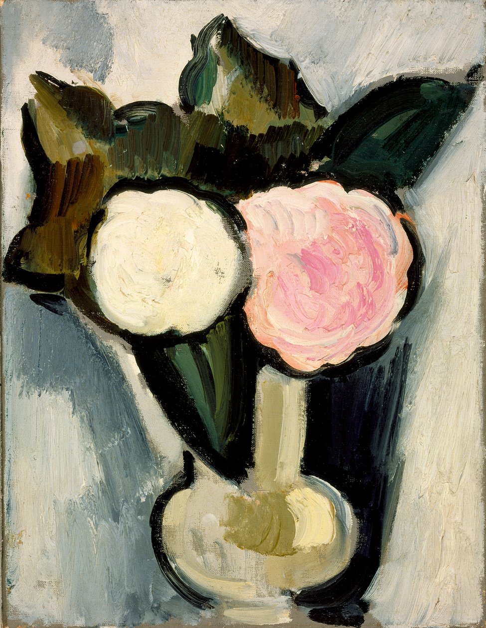 Růžové a bílé květy ve váze, kolem roku 1929 od Marsden Hartley