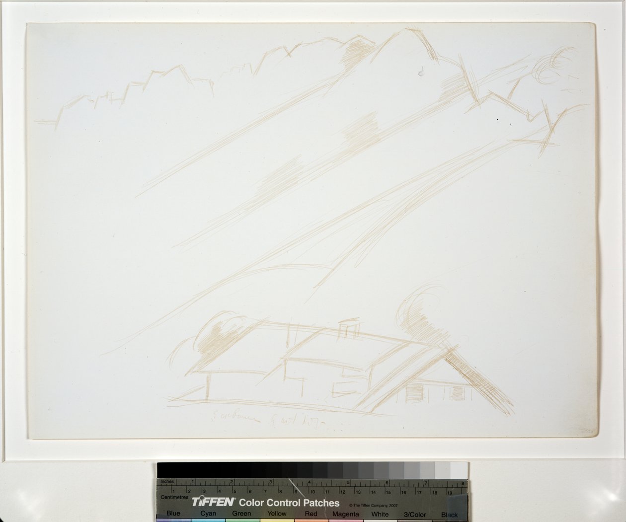 Horská krajina, budova v popředí od Marsden Hartley
