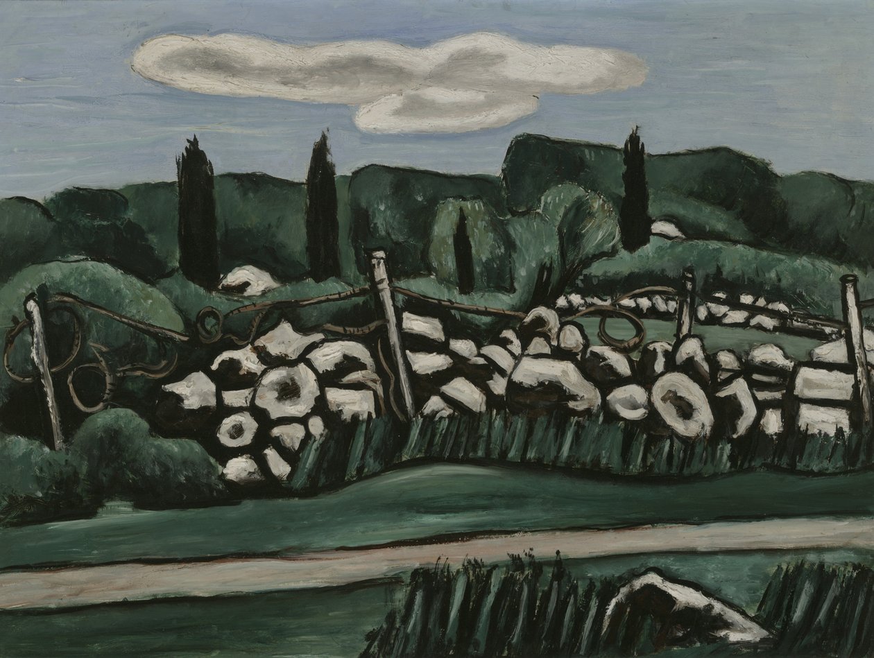 The Last Stone Walls, Dogtown, cca 1936-37 (olej na desce akademie) od Marsden Hartley